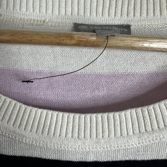 Talbots Sweater Womens Large Multi Color Striped Coastal Casual Preppy - EUC - Picture 7 of 12